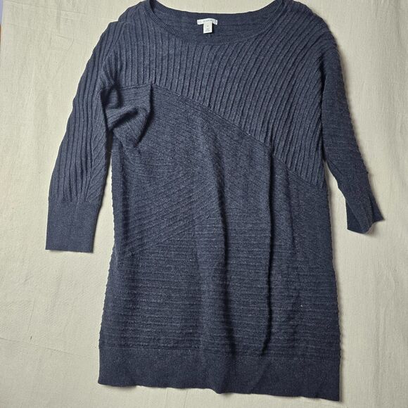 Caslon Women's Medium Charcoal Cotton Knit Stretch Sweater Dress‎ - Picture 1 of 14